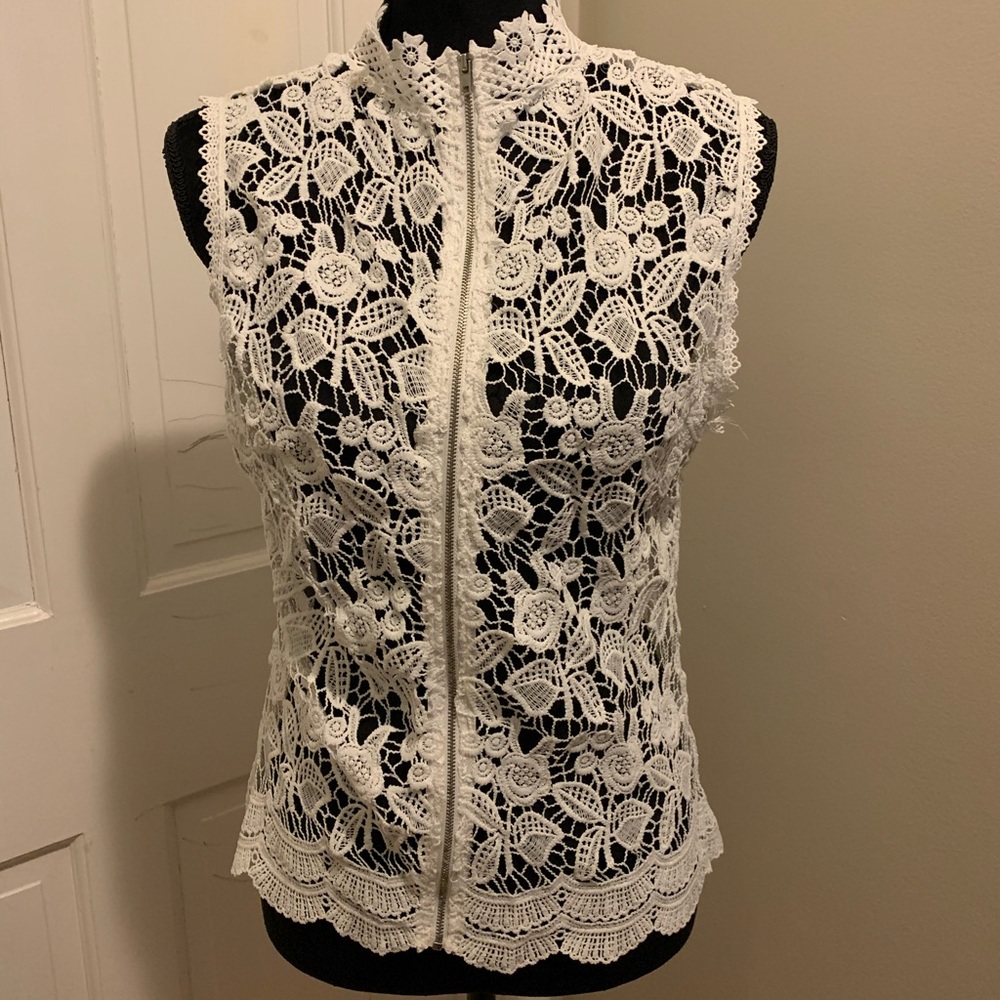 NWT - Chance or Fate White Crochet Vest